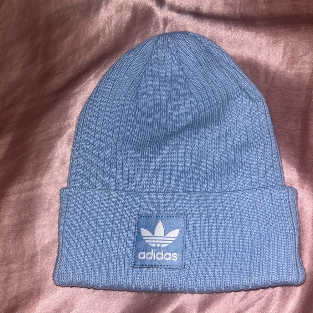 Adidas Beanie Light Blue One Size Knit Winter Hat Standard Adult Fit